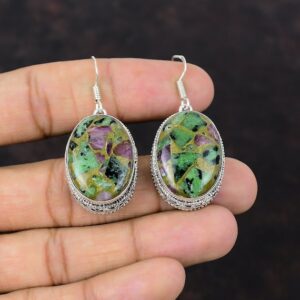 Copper Ruby Zoisite Earrings, Handmade Sterling Silver Gemstone Jewelry Copper Ruby Zoisite Earrings, Handmade Sterling Silver Gemstone Jewelry