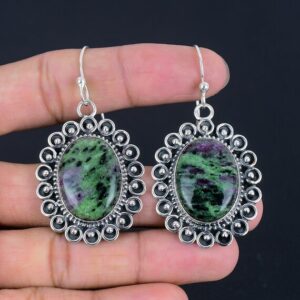 Ruby Zoisite Earrings: Handmade 925 Sterling Silver Dangle Jewelry Ruby Zoisite Earrings: Handmade 925 Sterling Silver Dangle Jewelry