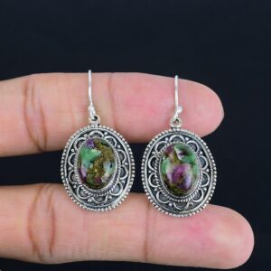 Handmade Sterling Silver Copper Ruby Zoisite Earrings: Vintage Gemstone Jewelry Handmade Sterling Silver Copper Ruby Zoisite Earrings: Vintage Gemstone Jewelry