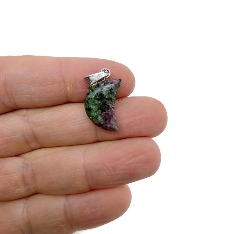 Ruby Zoisite Moon Pendant - Moon Earring Crystal - Crystals Healing - Jewelry Making Supplies - Mnc1023 Ruby Zoisite Moon Pendant - Moon Earring Crystal - Crystals Healing - Jewelry Making Supplies - Mnc1023