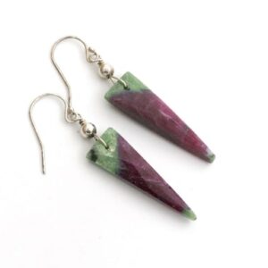 Ruby Zoisite Point Earrings: Sterling Silver Gemstone Spikes