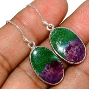 Sale, Very Beautiful Ruby Zoisite Earrings, 925 Silver, One Of A Kind, Anyolite