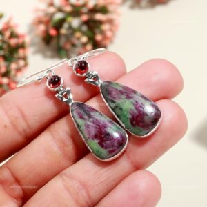 Ruby Zoisite Earrings: Sterling Silver Green Gemstone Dangle Earrings Ruby Zoisite Earrings: Sterling Silver Green Gemstone Dangle Earrings