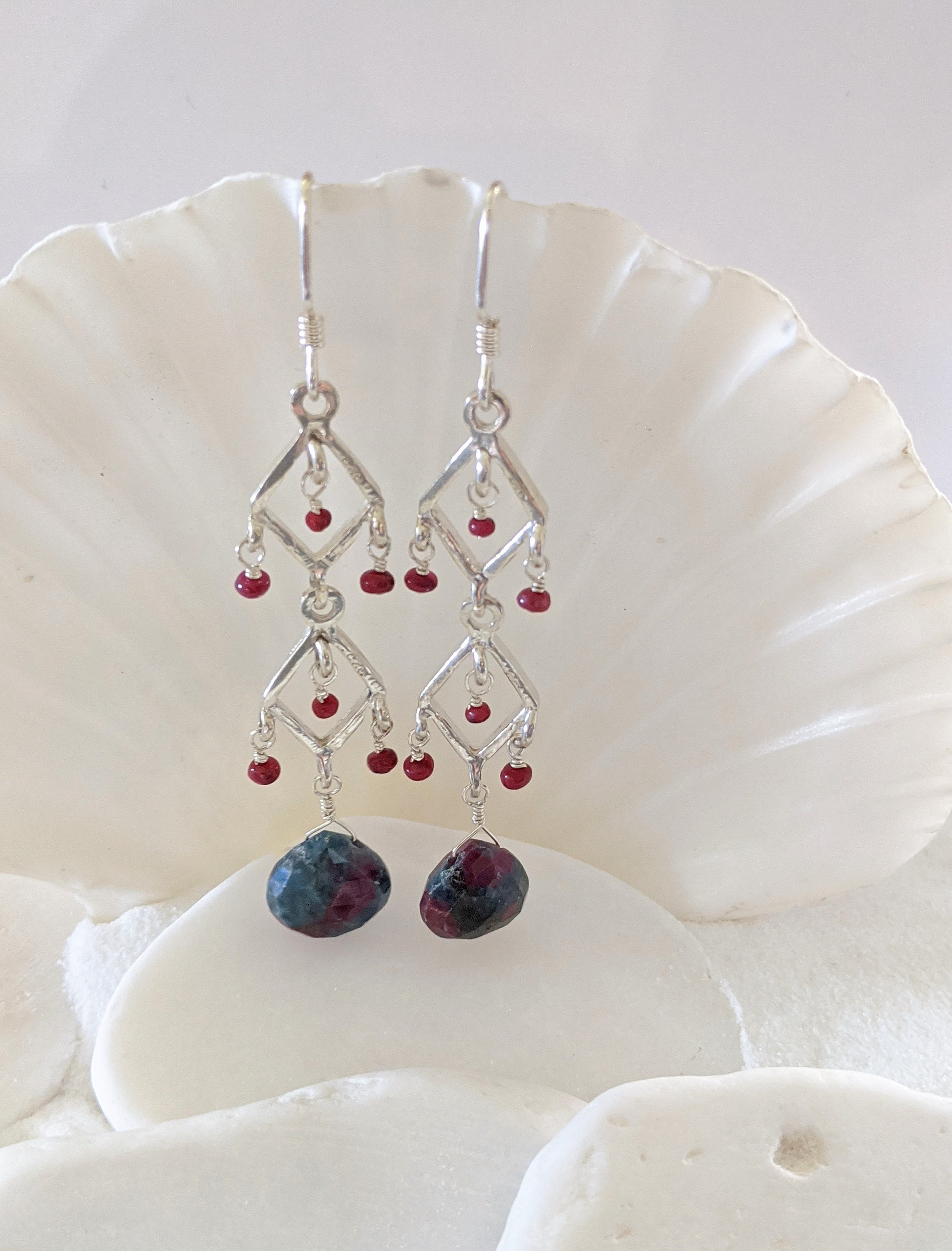 Sterling Silver And Rubies/ruby Zoisite Earrings Sterling Silver And Rubies/ruby Zoisite Earrings