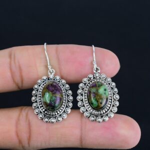 Vintage Copper Ruby Zoisite Earrings: Handmade Sterling Silver Gemstone Jewelry Vintage Copper Ruby Zoisite Earrings: Handmade Sterling Silver Gemstone Jewelry