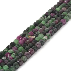 02307 3.7mm To 4.7mm Faceted Green Ruby Zoisite Cube Square Loose Beads Diy Jewelry Making Strand 15.5-16"