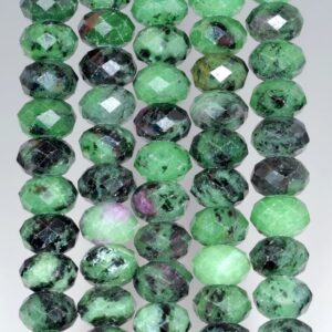 10x7mm Ruby Zoisite Gemstone Faceted Rondelle Loose Beads 7.5 Inch Half Strand (80001682 H-a157)