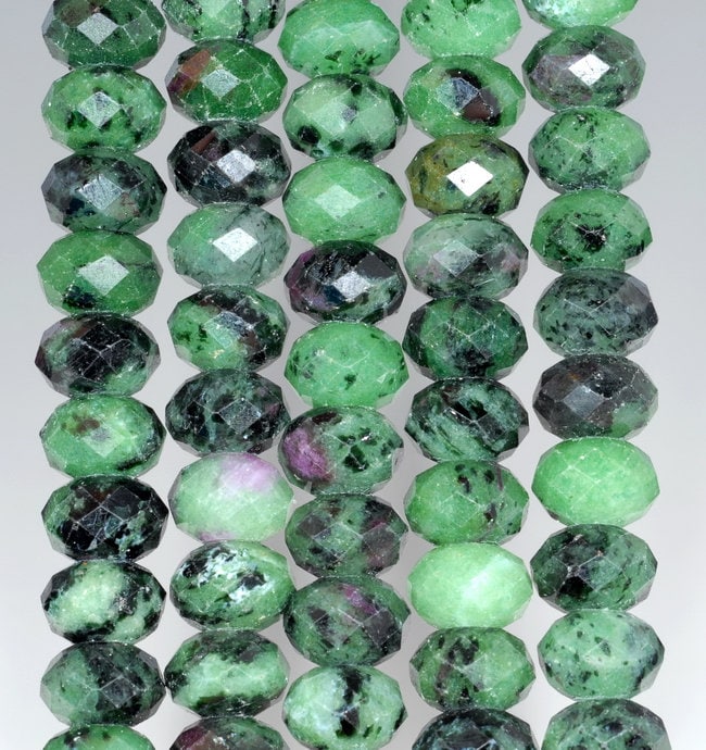 10x7mm Ruby Zoisite Gemstone Faceted Rondelle Loose Beads 15.5 Inch Full Strand (80001682-a157) 10x7mm Ruby Zoisite Gemstone Faceted Rondelle Loose Beads 15.5 Inch Full Strand (80001682-a157)