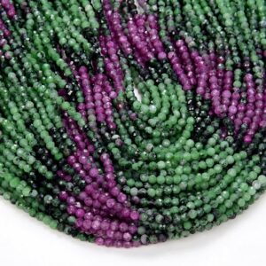 2MM Natural Ruby Zoisite Gemstone Grade AAA Micro Faceted Round Beads 15.5 inch Full Strand BULK LOT 1,2,6,12 and 50 (80009336-P26)