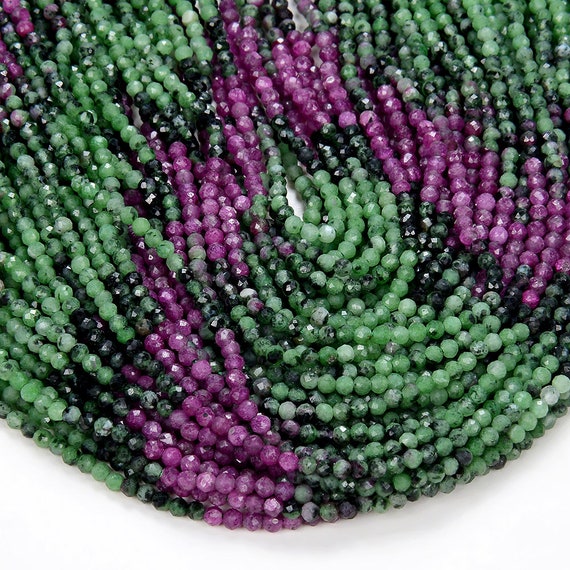 2mm Natural Ruby Zoisite Gemstone Grade Aaa Micro Faceted Round Beads 15.5 Inch Full Strand Bulk Lot 1,2,6,12 And 50 (80009336-p26)