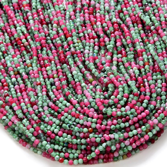 2mm Natural Ruby Zoisite Gemstone Grade Aaa Micro Faceted Round Beads 15 Inch Full Strand Bulk Lot 1,2,6,12 And 50 (80016260-p53)