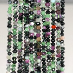 4x3mm Ruby Zoisite Gemstone Grade A Faceted Rondelle 4x3mm Loose Beads 16 Inch Full Strand (90191941-341)