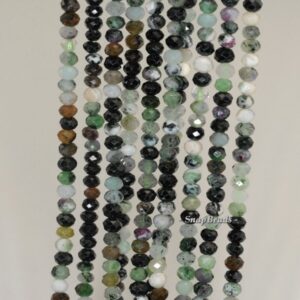 4x3mm Green Ruby Zoisite Gemstone Grade B Faceted Rondelle Loose Beads 16 Inch Full Strand (90192087-343)