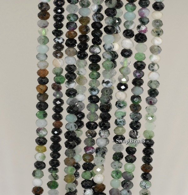 4x3mm Green Ruby Zoisite Gemstone Grade B Faceted Rondelle Loose Beads 16 Inch Full Strand (90192087-343) 4x3mm Green Ruby Zoisite Gemstone Grade B Faceted Rondelle Loose Beads 16 Inch Full Strand (90192087-343)