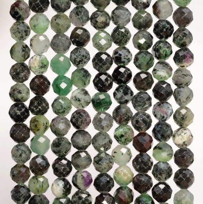 7mm Ruby Zoisite Gemstone Grade Ab Micro Faceted Round Loose Beads 15.5 Inch Full Strand (80006538-a205)