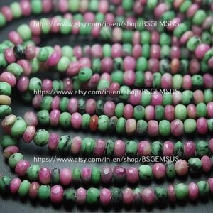8 Inches Strand,Natural Ruby ZOISITE Faceted Rondelles,Size 5.5-6mm Approx