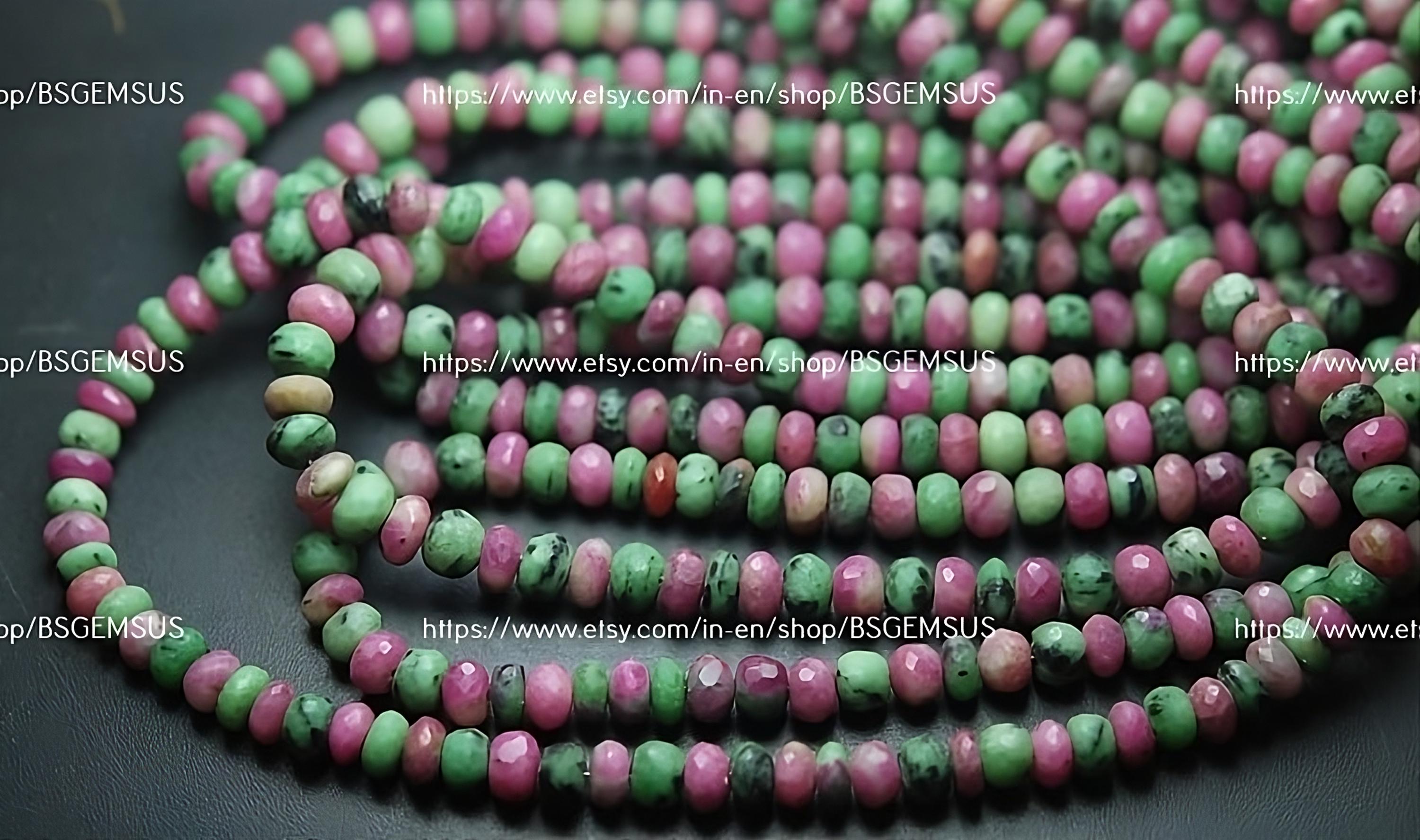 8 Inches Strand,natural Ruby Zoisite Faceted Rondelles,size 5.5-6mm Approx 8 Inches Strand,natural Ruby Zoisite Faceted Rondelles,size 5.5-6mm Approx