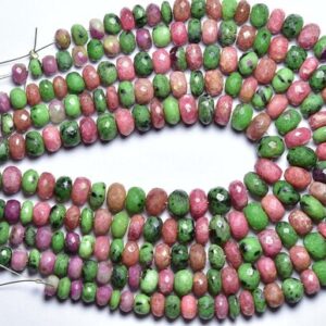 8 inches - Beautiful Natural Faceted Ruby Zoisite Rondelle - Size is 5-7 mm #1547