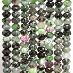 8x6mm Ruby Zoisite Gemstone Grade Ab Micro Faceted Rondelle Loose Beads 15.5 Inch Full Strand (80009943-a203)