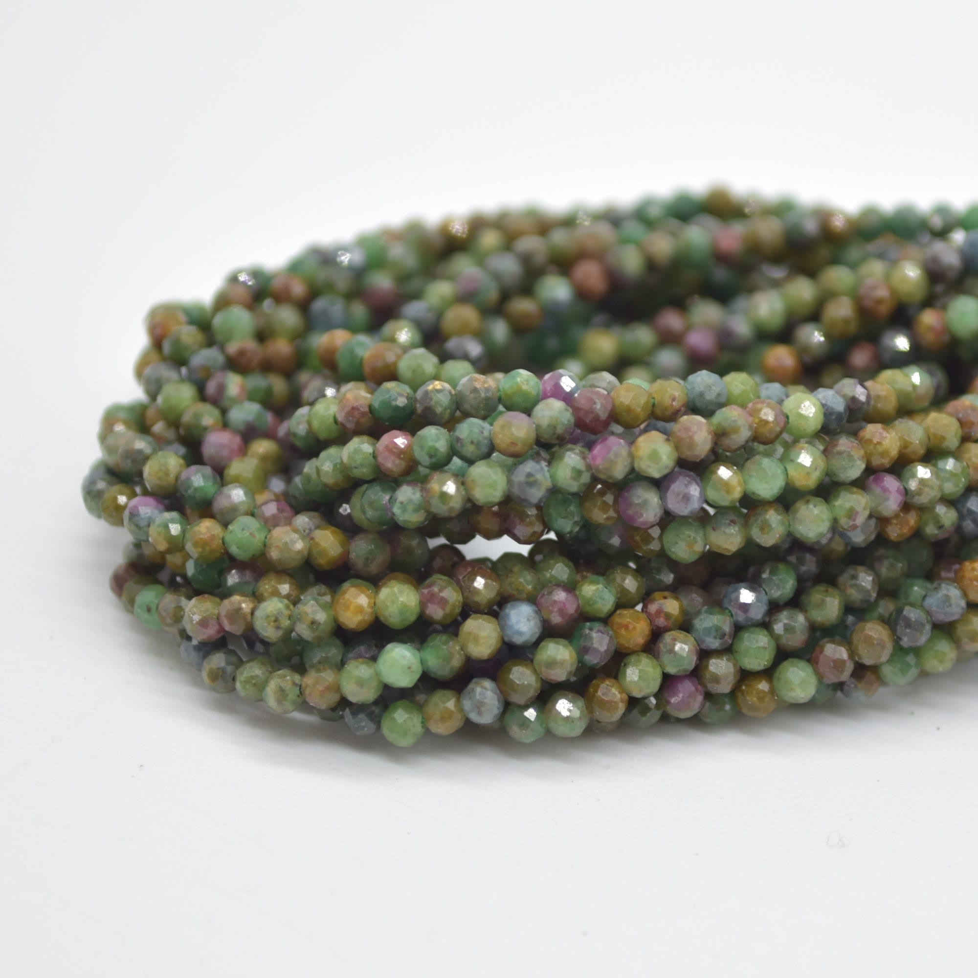 Ruby Zoisite Gemstone Faceted Round Beads - 2mm, 3mm Sizes - 15" Strand | Gemstone Beads For Jewellery Making