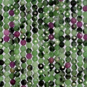 Genuine Natural Ruby Zoisite Loose Beads Grade Aaa Faceted Round Shape 2-3mm