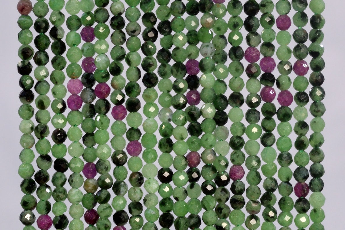 Genuine Natural Ruby Zoisite Loose Beads Grade Aaa Faceted Round Shape 2-3mm