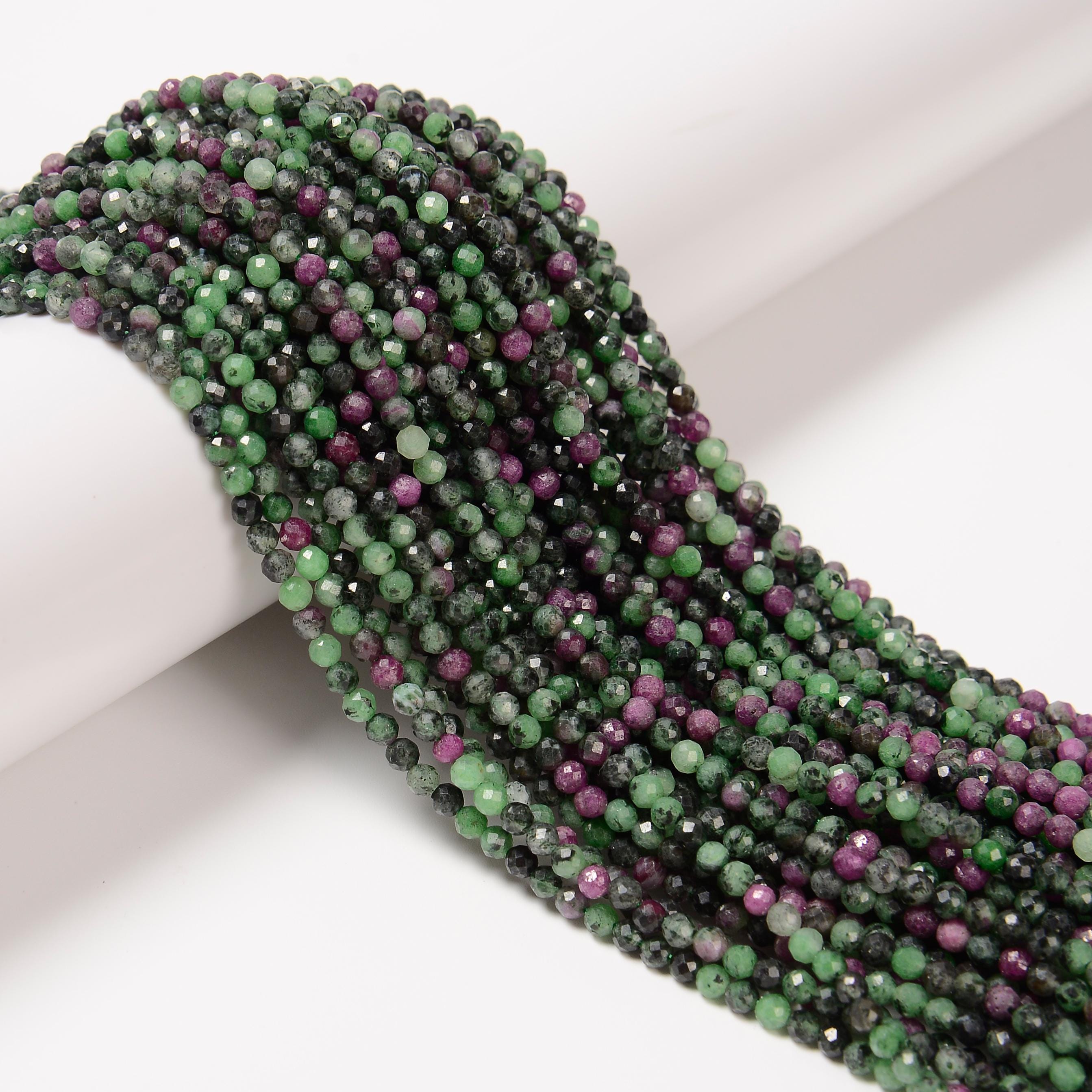 Natural Aa Ruby Zoisite Faceted Round Beads Size 3mm 15.5" Strand