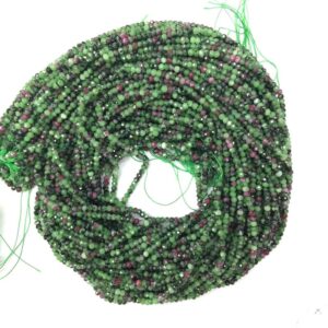 Natural Ruby Zoisite Rondelle Faceted Beads 3mmx2mm 4mmx3mm Tiny Ruby Zoisite Gemstone Small Semi Precious Ruby Zoisite Rondelle Beads
