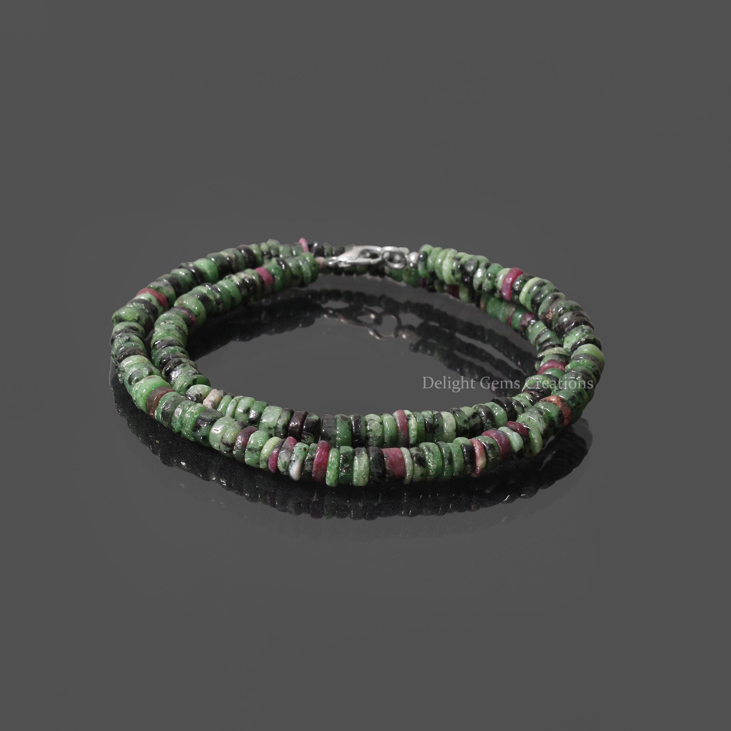 Ruby Zoisite Bead Necklace: Natural Heishi Tyre Beads (6-6.5mm)