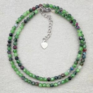 Ruby Zoisite Choker: Dainty Gemstone Beaded Necklace, Handmade