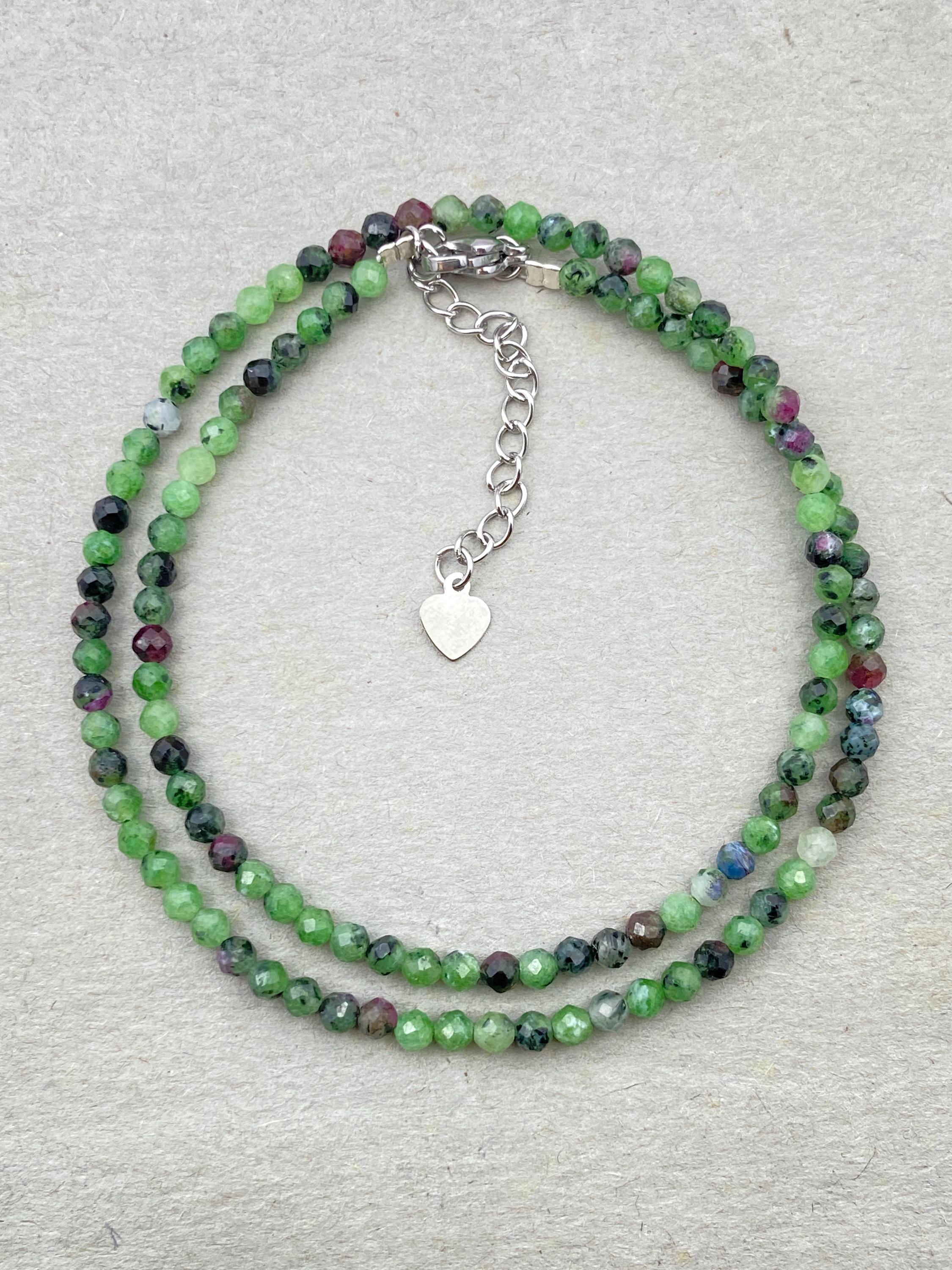 Ruby Zoisite Choker: Dainty Gemstone Beaded Necklace, Handmade Ruby Zoisite Choker: Dainty Gemstone Beaded Necklace, Handmade