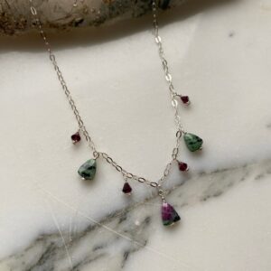 Ruby Zoisite Crystal Sterling Silver Necklace