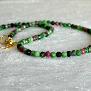 Dainty Ruby Zoisite Necklace, Handmade Gemstone Beaded Necklace, Minimalist Everyday Jewelry, Gift For Her