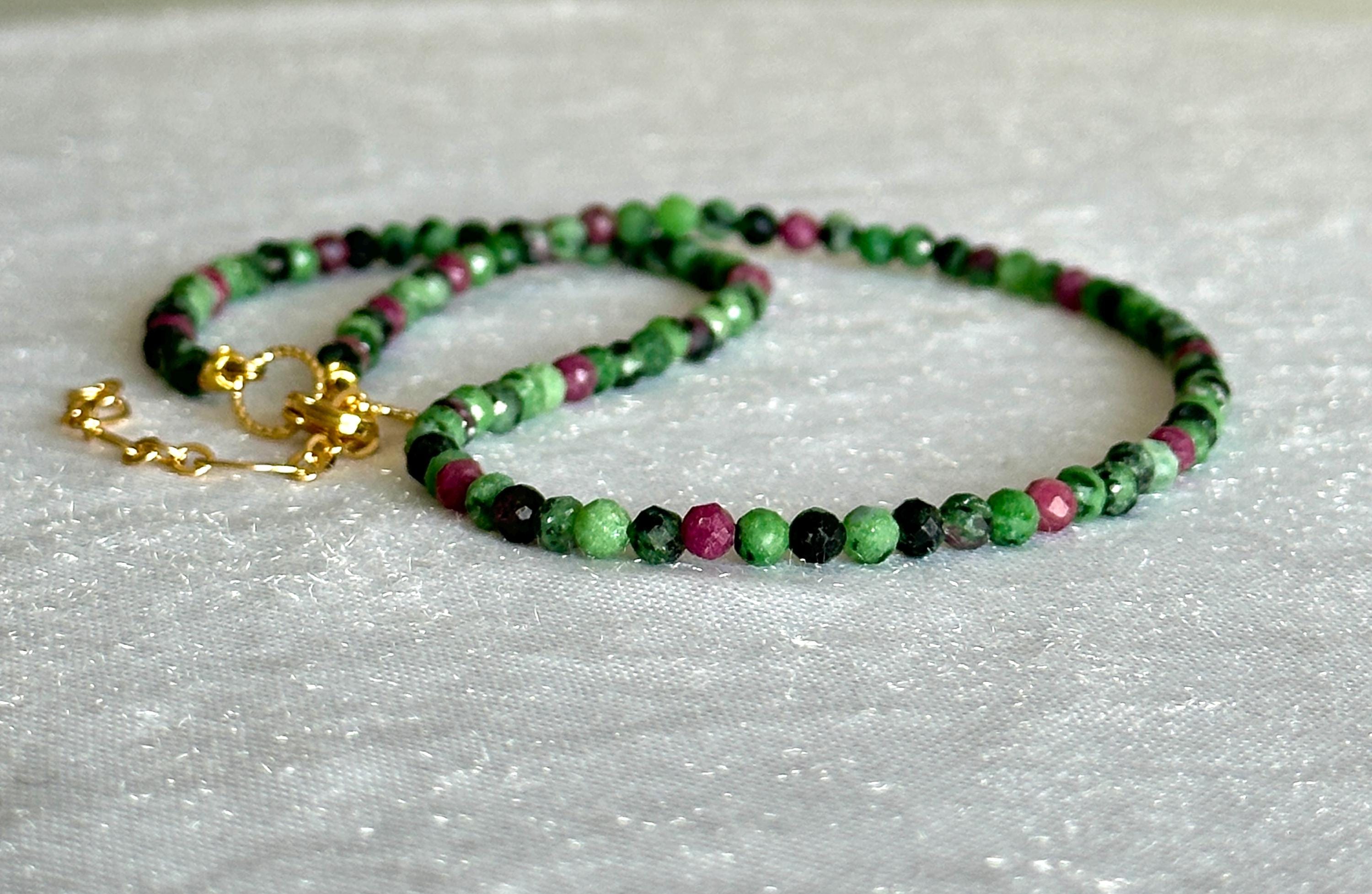 Dainty Ruby Zoisite Necklace, Handmade Gemstone Beaded Necklace, Minimalist Everyday Jewelry, Gift For Her