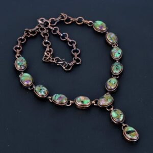 Electroformed Copper Ruby Zoisite Necklace - Adjustable Chain