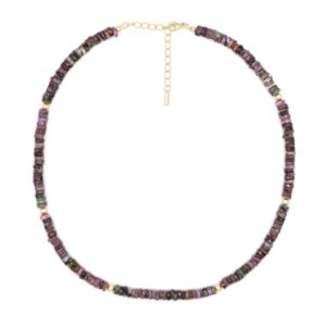 Ruby Zoisite Necklace Faceted Heishi – Green Gemstone Necklace, 14K Gold Filled, Unique Ruby Stone Jewelry