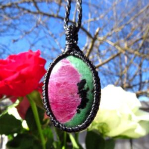 Ruby Zoisite Necklace, Grief Gifts, Macrame Necklace, Gemstone Necklace, Mothers Day, For Mom