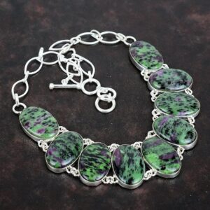 Ruby Zoisite Necklace: Handmade 925 Sterling Silver Adjustable Chain