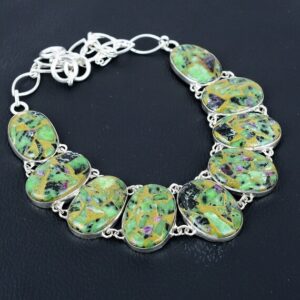 Handmade Copper Ruby Zoisite Necklace: 925 Sterling Silver, Adjustable Chain