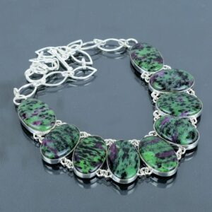 Handmade Ruby Zoisite Sterling Silver Necklace: Adjustable Gemstone Jewelry