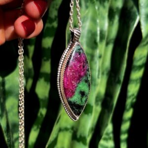 Ruby Zoisite Necklace in sterling silver - (aka Anyolite) for Enhanced Passion & Patience - Connecting Mind and Heart - Anyolite necklace