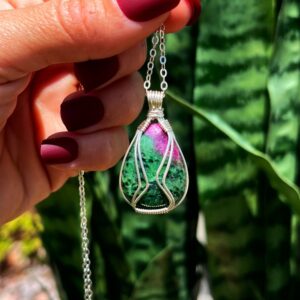 Ruby Zoisite Necklace in sterling silver - (aka Anyolite) for Enhanced Passion & Patience - Connecting Mind and Heart - Anyolite necklace