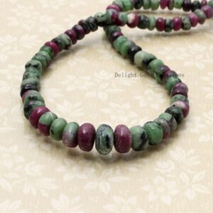 Ruby Zoisite Rondelle Necklace, Natural Stone Beaded Jewelry, 17 Inch