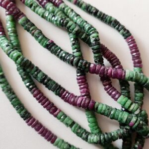 6-6.5mm Ruby Zoisite Heishi Beads Natural Ruby Zoisite Faceted Round Spacer Beads For Necklace Ruby Zoisite Tyre (8in - 16in Options)-aag130