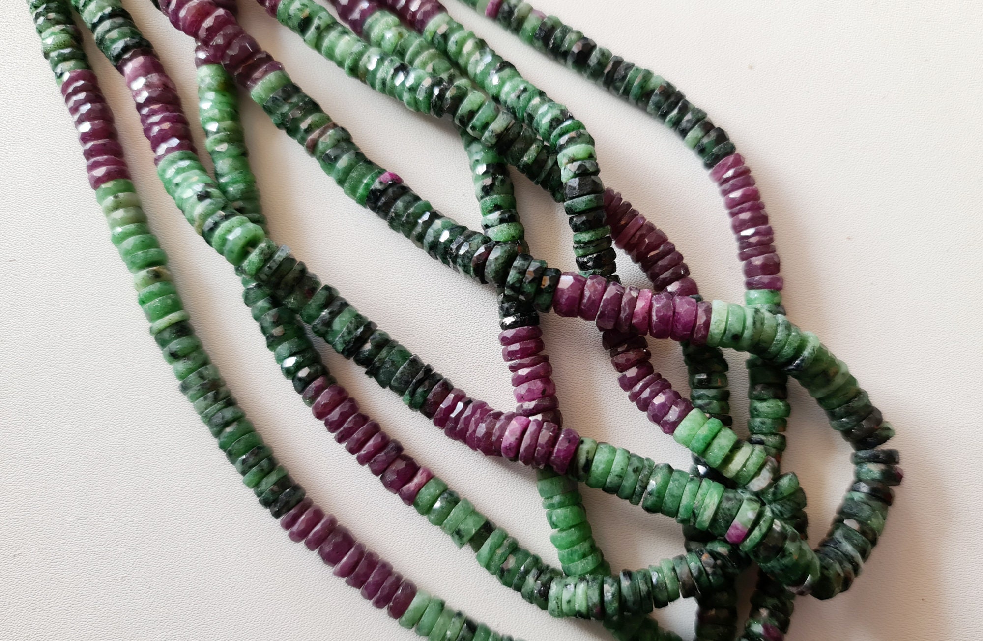 6-6.5mm Ruby Zoisite Heishi Beads Natural Ruby Zoisite Faceted Round Spacer Beads For Necklace Ruby Zoisite Tyre (8in - 16in Options)-aag130