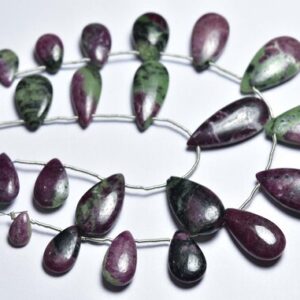 8 inches - Natural Big Smooth Ruby zoisite  Pear Briolettes - Size is 8x10-13x23 mm #1982