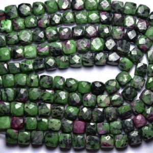 8 inches - Natural Faceted Ruby Zoisite Cube,Box Briolettes - Size is 7.5-8 mm #1529