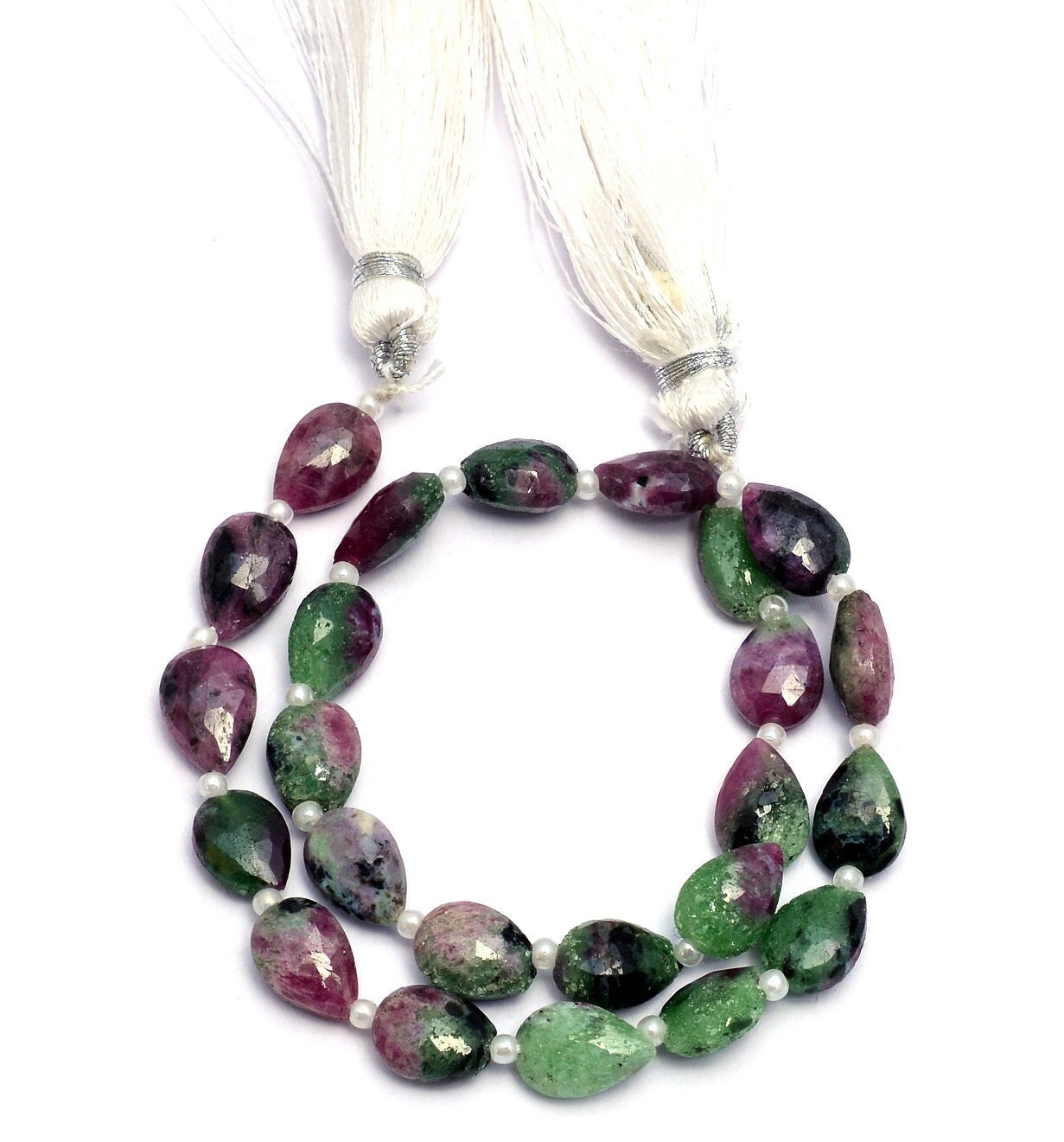 Aaa+ Rare Ruby Zoisite 6x9mm Faceted Pear Briolette Fancy Beads | Natural Ruby Zoisite Semiprecious Gemstone Loose Pear Beads | 9inch Strand