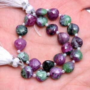 AAA+ Rare Ruby Zoisite 8mm Faceted Heart Briolette Fancy Beads | Natural Ruby Zoisite Semiprecious Gemstone Loose Heart Beads | 7inch Strand AAA+ Rare Ruby Zoisite 8mm Faceted Heart Briolette Fancy Beads | Natural Ruby Zoisite Semiprecious Gemstone Loose Heart Beads | 7inch Strand