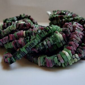 Aaa Natural Ruby Zoisite Heishi Square Beads, 5-5.5 Mm Ruby Heishi Necklace, 16 Inch Ruby Zoisite Heishi Square Beads
